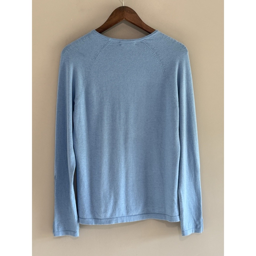 J. Mclaughlin Cotton Stretch Sweater Lightweight Baby Blue Button Preppy Medium - Picture 4 of 11